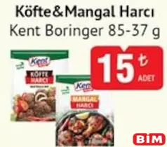 KENT BORİNGER KÖFTE&MANGAL HARCI 85-37 G fiyat ve kampanya bilgisi
